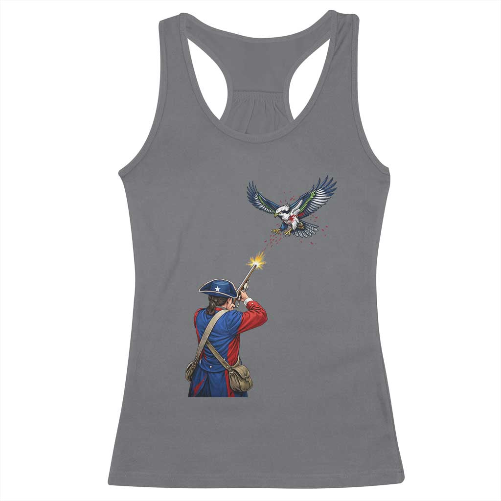 Funny Minutemen Shooting Blue and Green Hawk Football Rivalry Racerback Tank Top TS11 Charcoal Print Your Wear