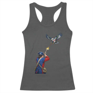 Funny Minutemen Shooting Blue and Green Hawk Football Rivalry Racerback Tank Top TS11 Dark Heather Print Your Wear