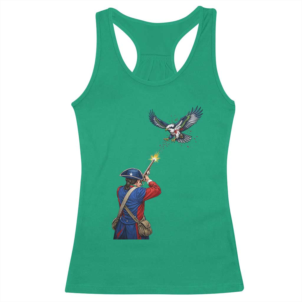 Funny Minutemen Shooting Blue and Green Hawk Football Rivalry Racerback Tank Top TS11 Irish Green Print Your Wear