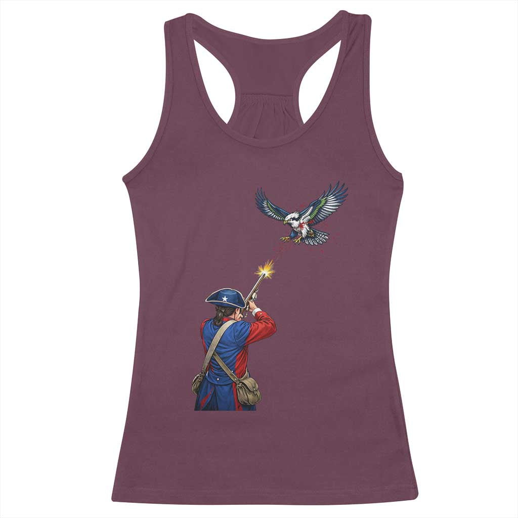 Funny Minutemen Shooting Blue and Green Hawk Football Rivalry Racerback Tank Top TS11 Maroon Print Your Wear