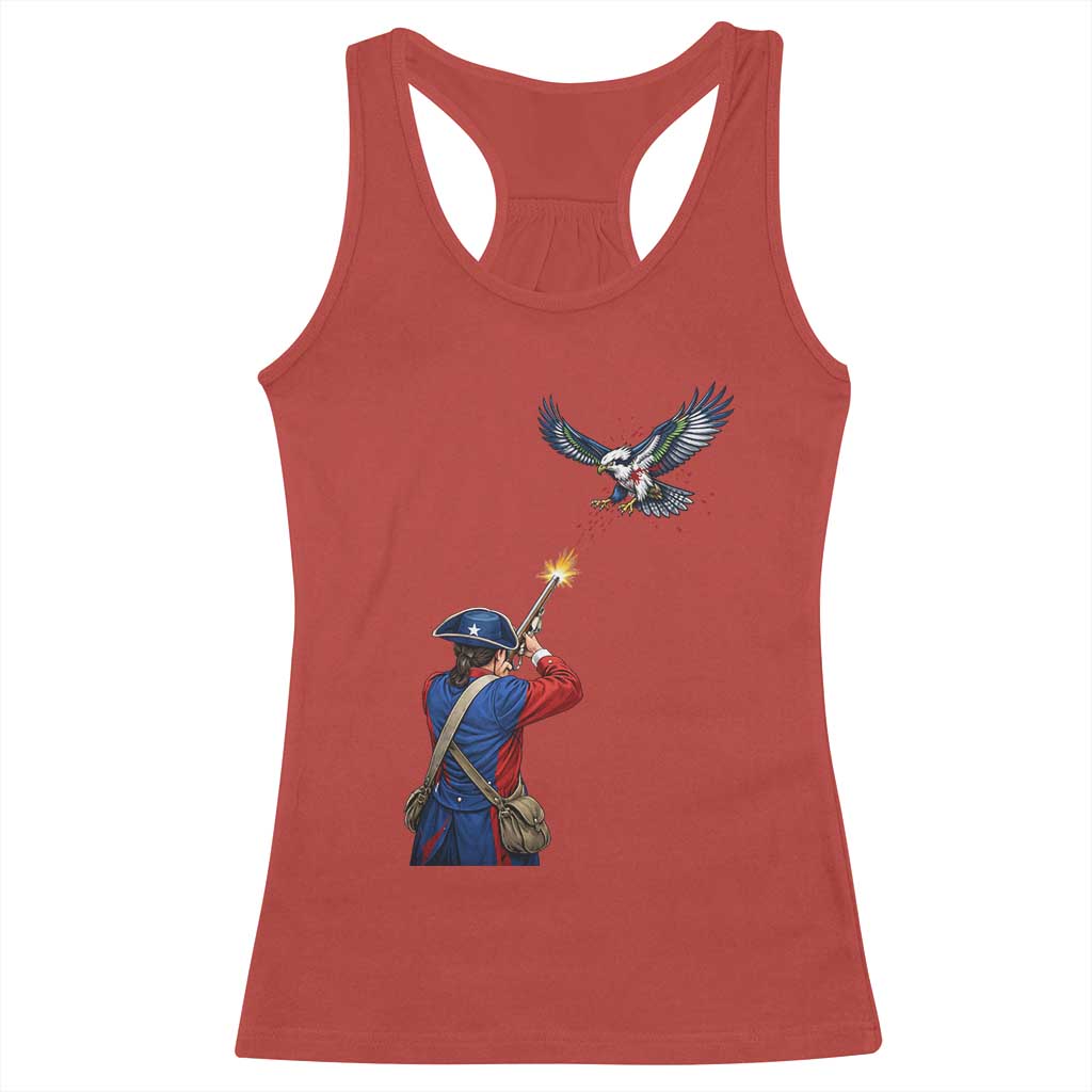 Funny Minutemen Shooting Blue and Green Hawk Football Rivalry Racerback Tank Top TS11 Red Print Your Wear