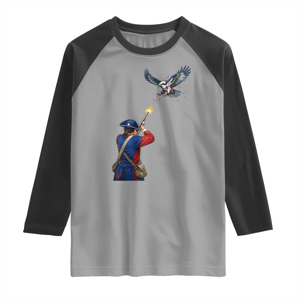 Funny Minutemen Shooting Blue and Green Hawk Football Rivalry Raglan Shirt TS11 Sport Gray Black Print Your Wear