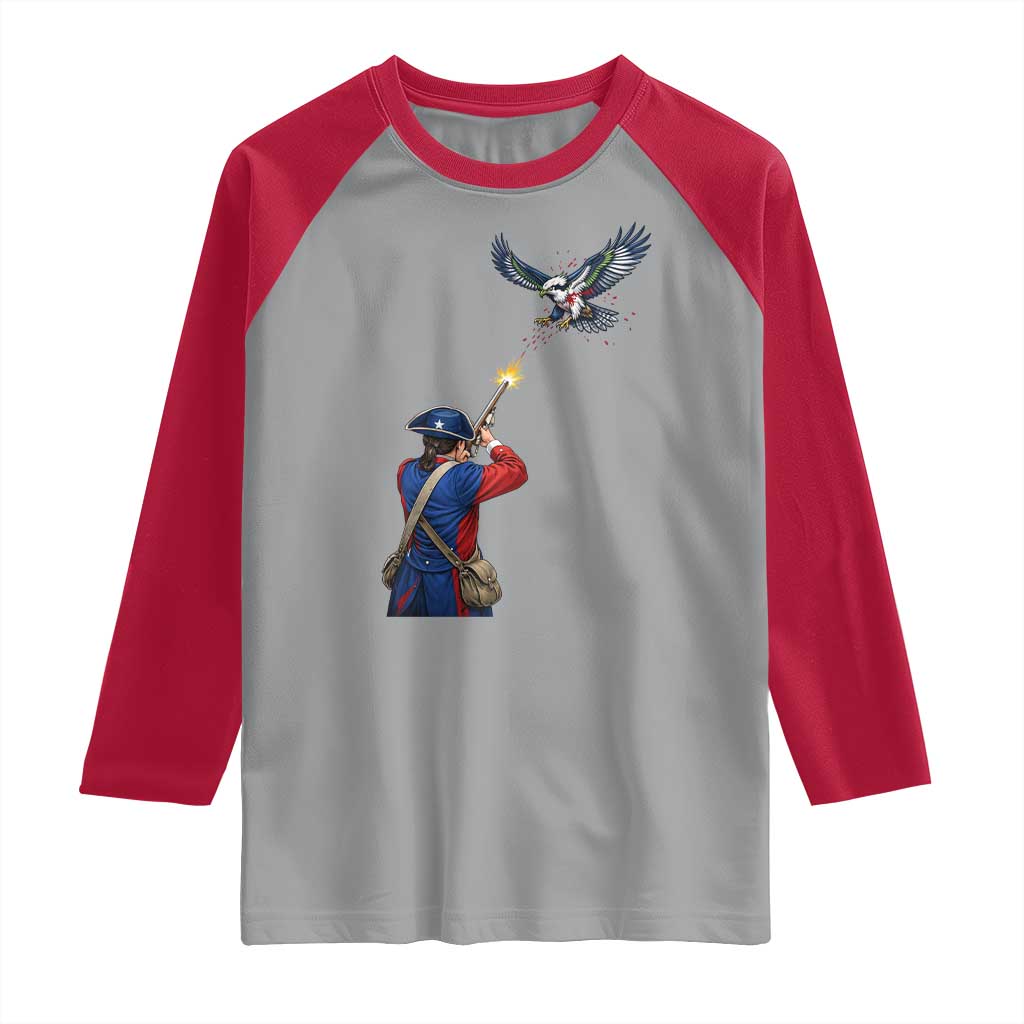 Funny Minutemen Shooting Blue and Green Hawk Football Rivalry Raglan Shirt TS11 Sport Gray Red Print Your Wear