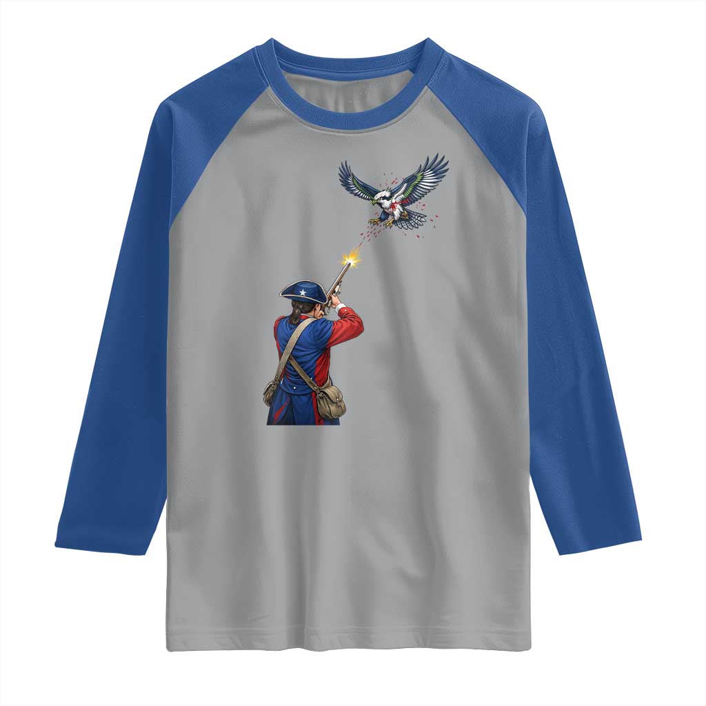 Funny Minutemen Shooting Blue and Green Hawk Football Rivalry Raglan Shirt TS11 Sport Gray Royal Print Your Wear