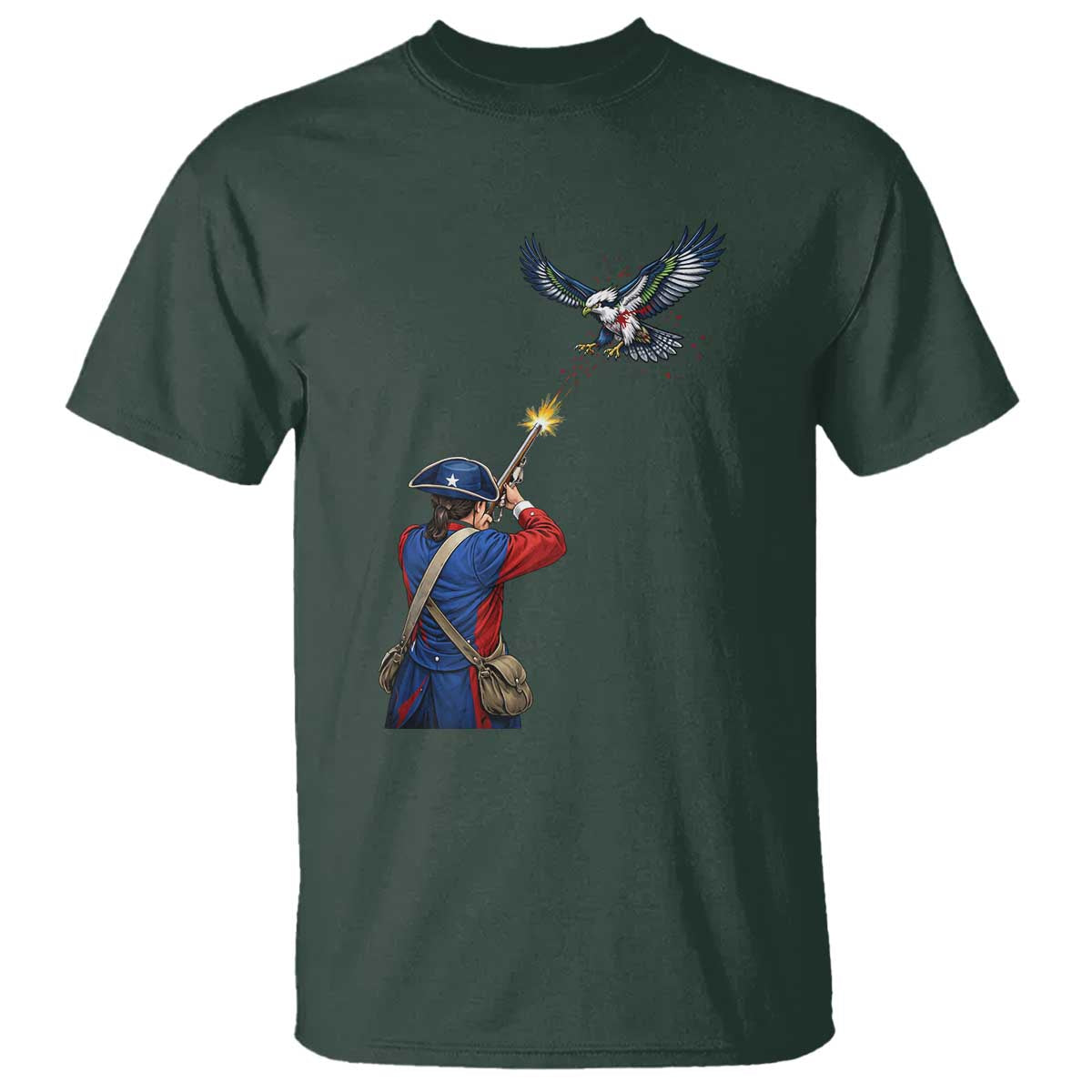 Funny Minutemen Shooting Blue and Green Hawk Football Rivalry T Shirt TS11 Dark Forest Green Print Your Wear