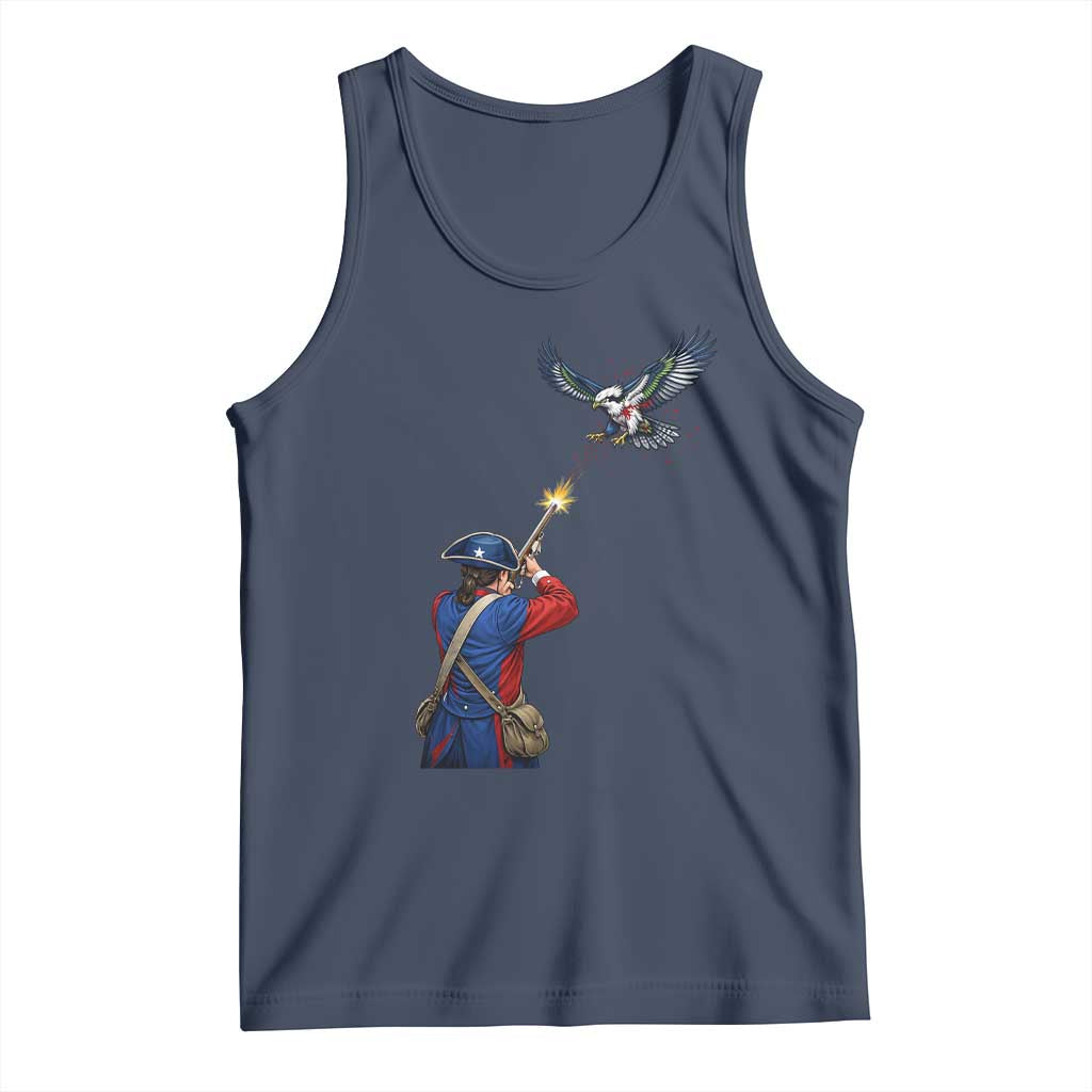 Funny Minutemen Shooting Blue and Green Hawk Football Rivalry Tank Top TS11 Navy Print Your Wear
