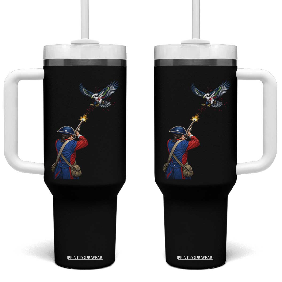 Funny Minutemen Shooting Blue and Green Hawk Football Rivalry Tumbler With Handle TS11 One Size: 40 oz Black Print Your Wear
