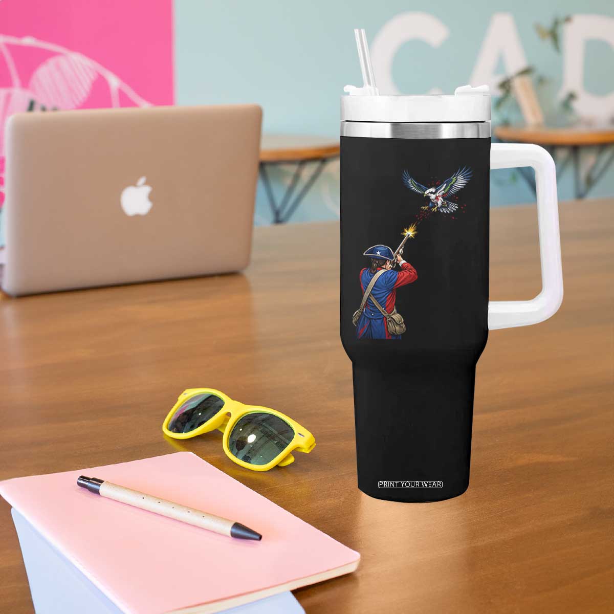 Funny Minutemen Shooting Blue and Green Hawk Football Rivalry Tumbler With Handle TS11 Print Your Wear