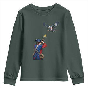 Funny Minutemen Shooting Blue and Green Hawk Football Rivalry Youth Sweatshirt TS11 Dark Forest Green Print Your Wear