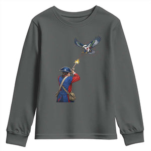 Funny Minutemen Shooting Blue and Green Hawk Football Rivalry Youth Sweatshirt TS11 Dark Heather Print Your Wear
