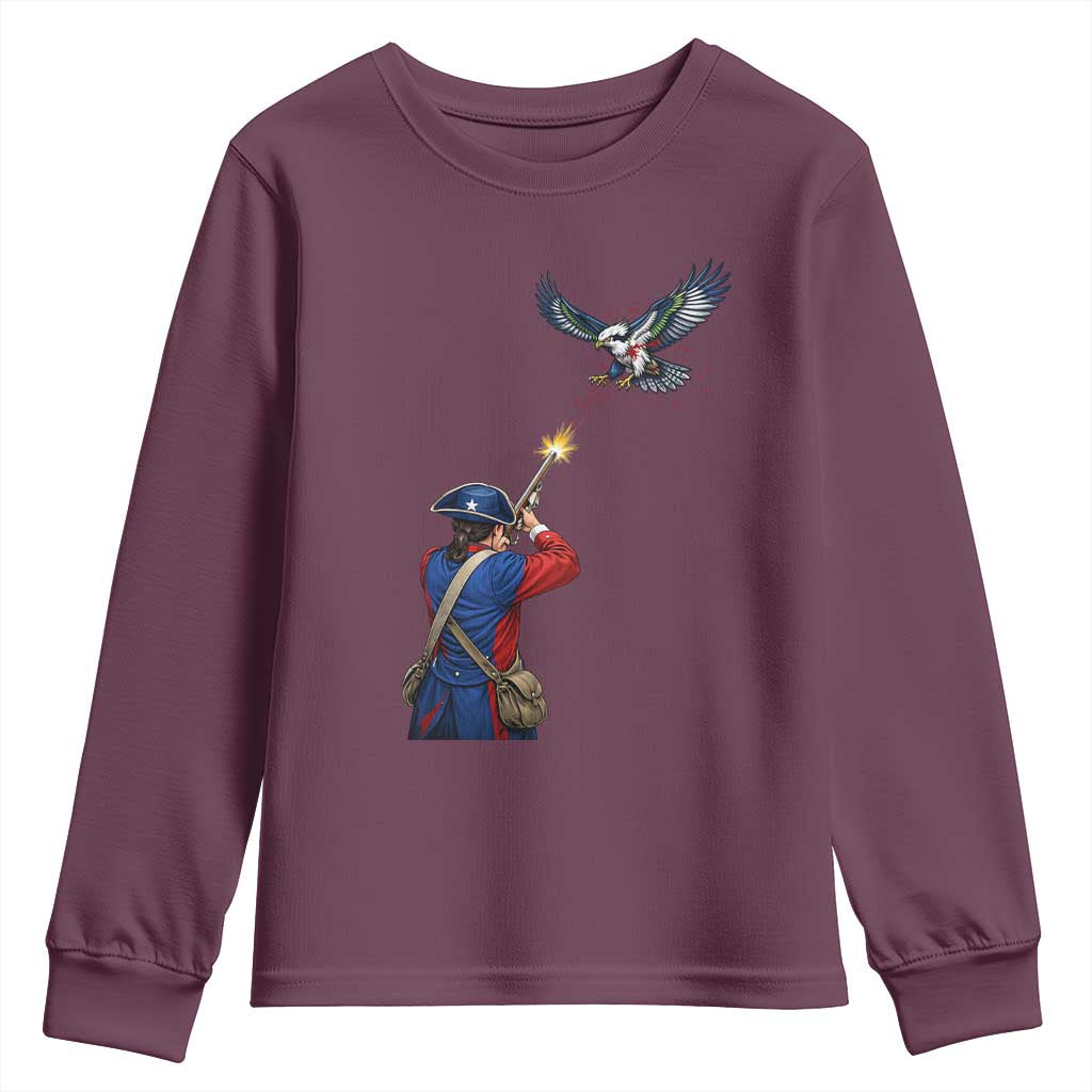 Funny Minutemen Shooting Blue and Green Hawk Football Rivalry Youth Sweatshirt TS11 Maroon Print Your Wear