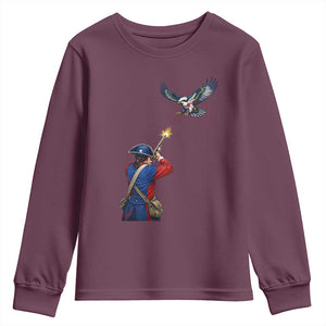 Funny Minutemen Shooting Blue and Green Hawk Football Rivalry Youth Sweatshirt TS11 Maroon Print Your Wear