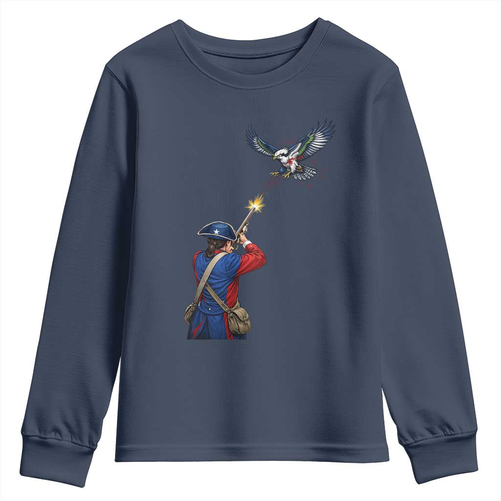 Funny Minutemen Shooting Blue and Green Hawk Football Rivalry Youth Sweatshirt TS11 Navy Print Your Wear
