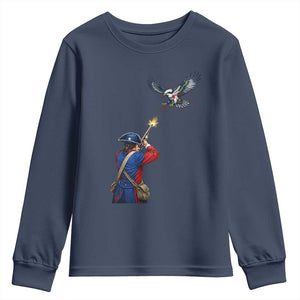 Funny Minutemen Shooting Blue and Green Hawk Football Rivalry Youth Sweatshirt TS11 Navy Print Your Wear