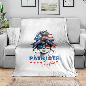 Patriots Girl Throw Blanket Funny Sport Fan New England Game Day Messy Bun TS11 Print Your Wear