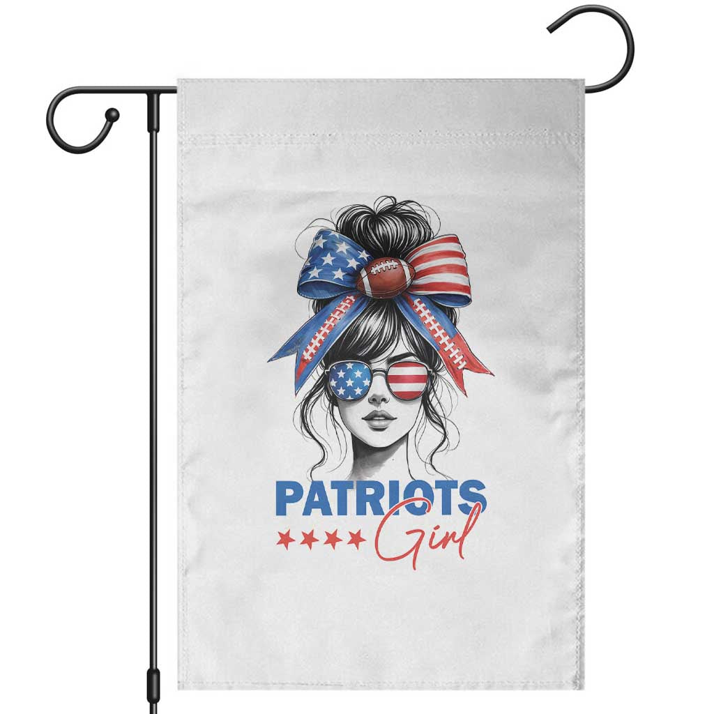 Patriots Girl Garden Flag Funny Sport Fan New England Game Day Messy Bun TS11 White Print Your Wear