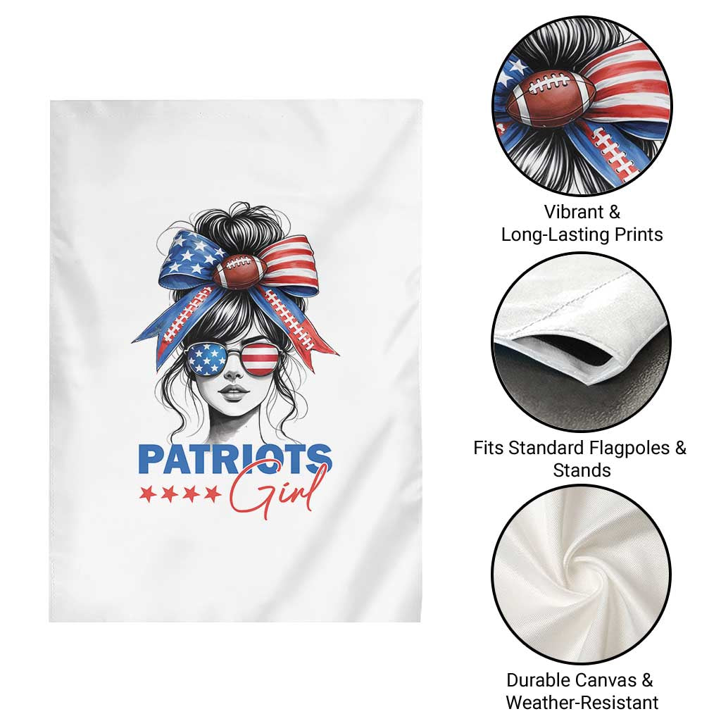 Patriots Girl Garden Flag Funny Sport Fan New England Game Day Messy Bun TS11 Print Your Wear