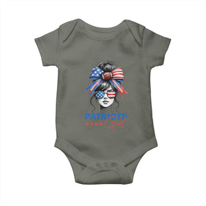 Patriots Girl Baby Onesie Funny Sport Fan New England Game Day Messy Bun TS11 Military Green Print Your Wear