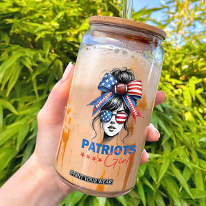Patriots Girl Glass Can Funny Sport Fan New England Game Day Messy Bun TS11 White Print Your Wear