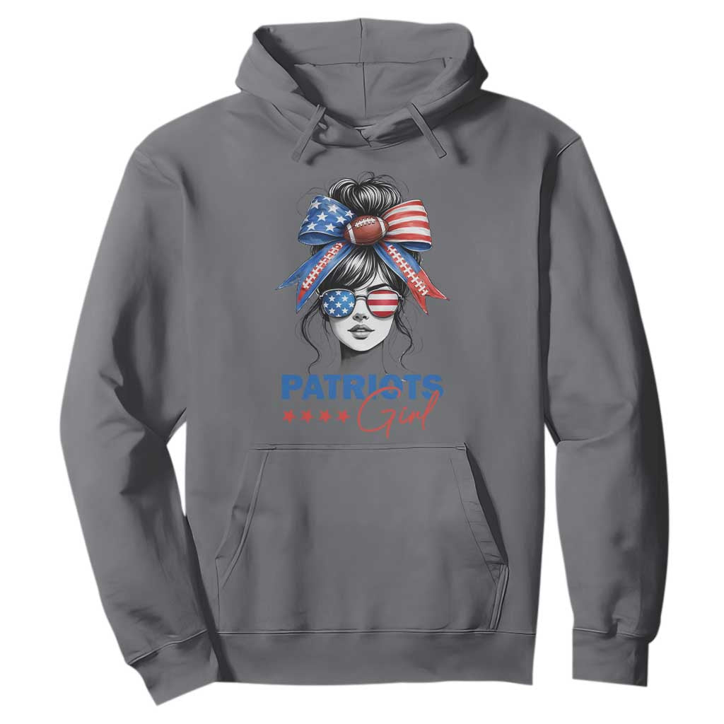 Patriots Girl Hoodie Funny Sport Fan New England Game Day Messy Bun TS11 Charcoal Print Your Wear