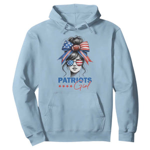 Patriots Girl Hoodie Funny Sport Fan New England Game Day Messy Bun TS11 Light Blue Print Your Wear