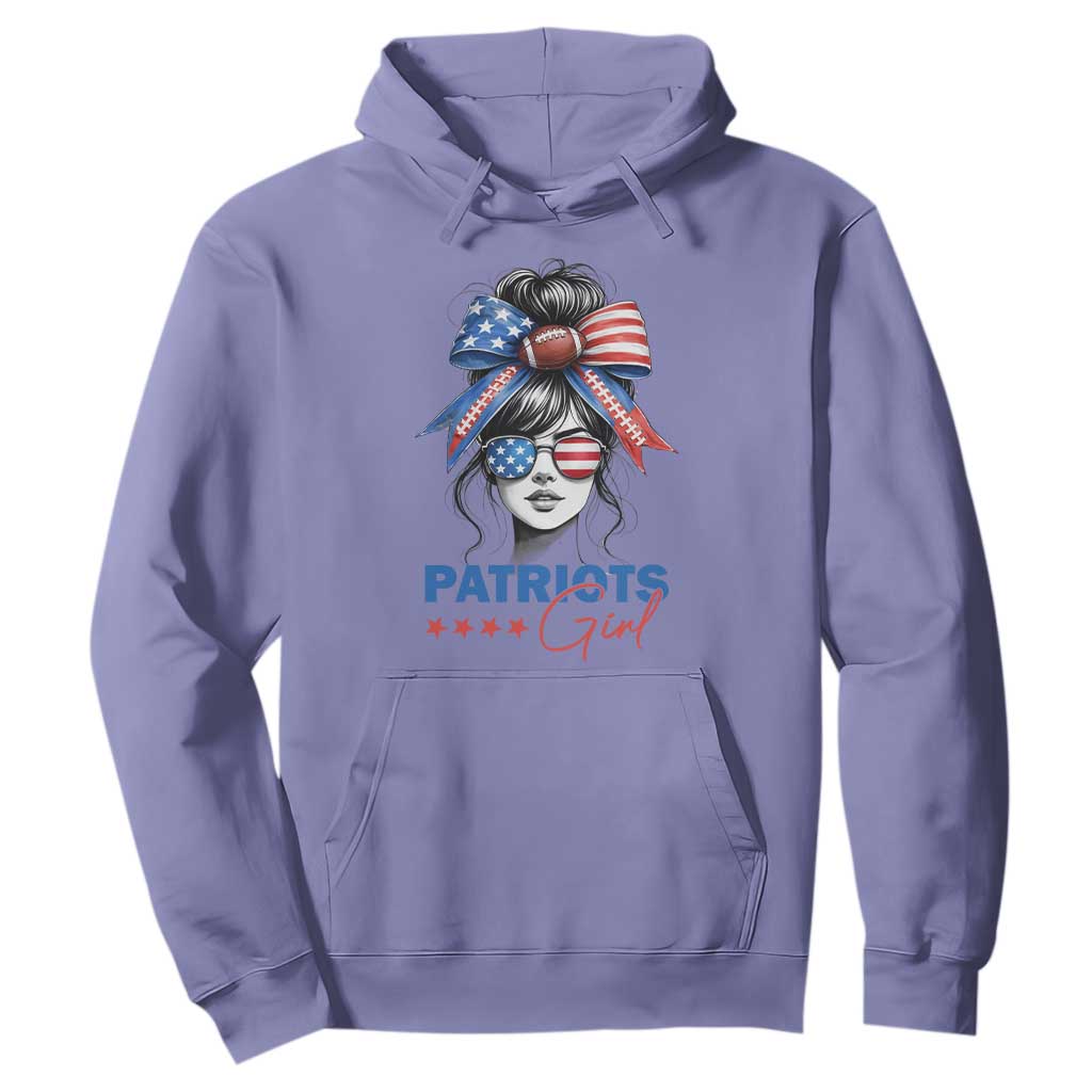 Patriots Girl Hoodie Funny Sport Fan New England Game Day Messy Bun TS11 Violet Print Your Wear