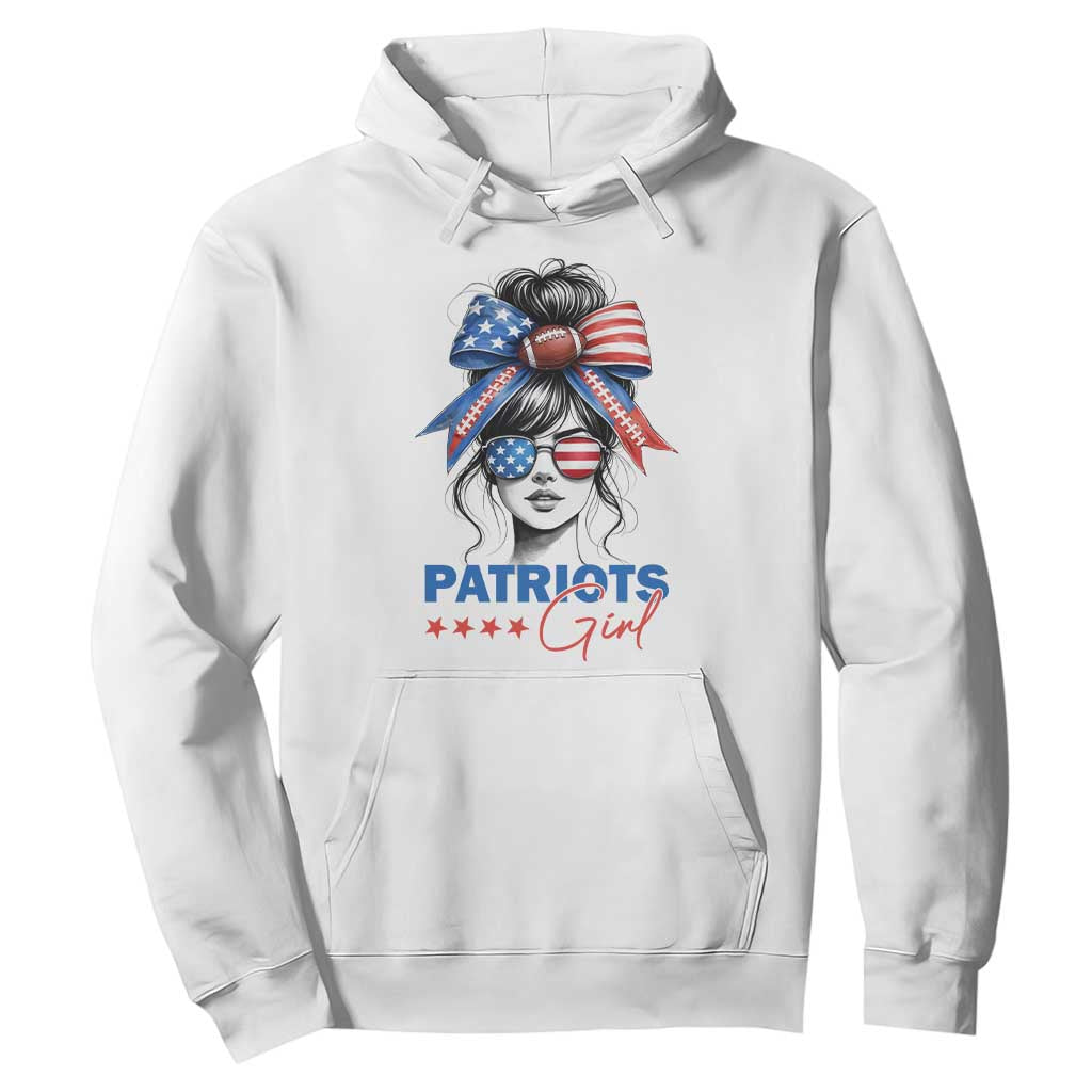 Patriots Girl Hoodie Funny Sport Fan New England Game Day Messy Bun TS11 White Print Your Wear