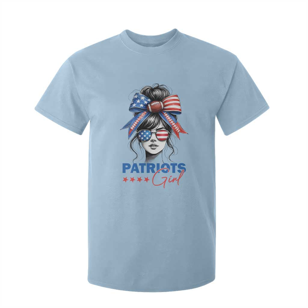 Patriots Girl T Shirt For Kid Funny Sport Fan New England Game Day Messy Bun TS11 Light Blue Print Your Wear