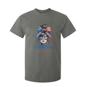Patriots Girl T Shirt For Kid Funny Sport Fan New England Game Day Messy Bun TS11 Military Green Print Your Wear
