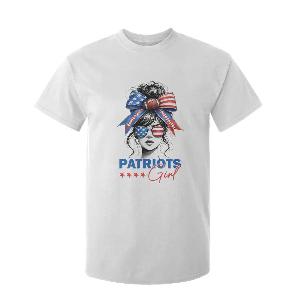 Patriots Girl T Shirt For Kid Funny Sport Fan New England Game Day Messy Bun TS11 White Print Your Wear