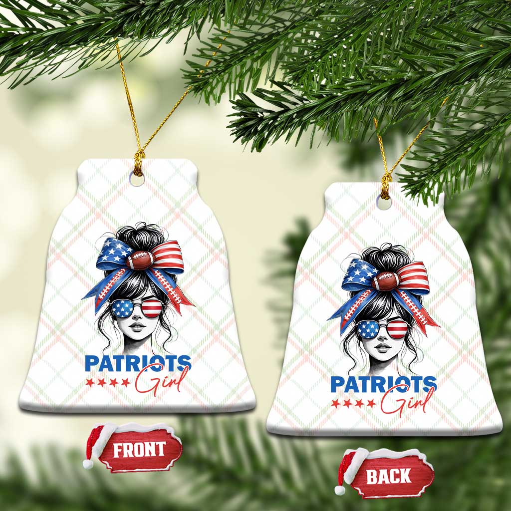 Patriots Girl Ceramic Ornament Funny Sport Fan New England Game Day Messy Bun TS11 Print Your Wear