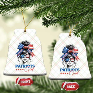 Patriots Girl Ceramic Ornament Funny Sport Fan New England Game Day Messy Bun TS11 Print Your Wear