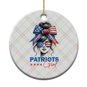 Patriots Girl Ceramic Ornament Funny Sport Fan New England Game Day Messy Bun TS11 1pc Christmas Plaid Print Your Wear