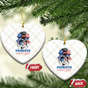 Patriots Girl Ceramic Ornament Funny Sport Fan New England Game Day Messy Bun TS11 Print Your Wear