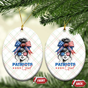 Patriots Girl Ceramic Ornament Funny Sport Fan New England Game Day Messy Bun TS11 Print Your Wear