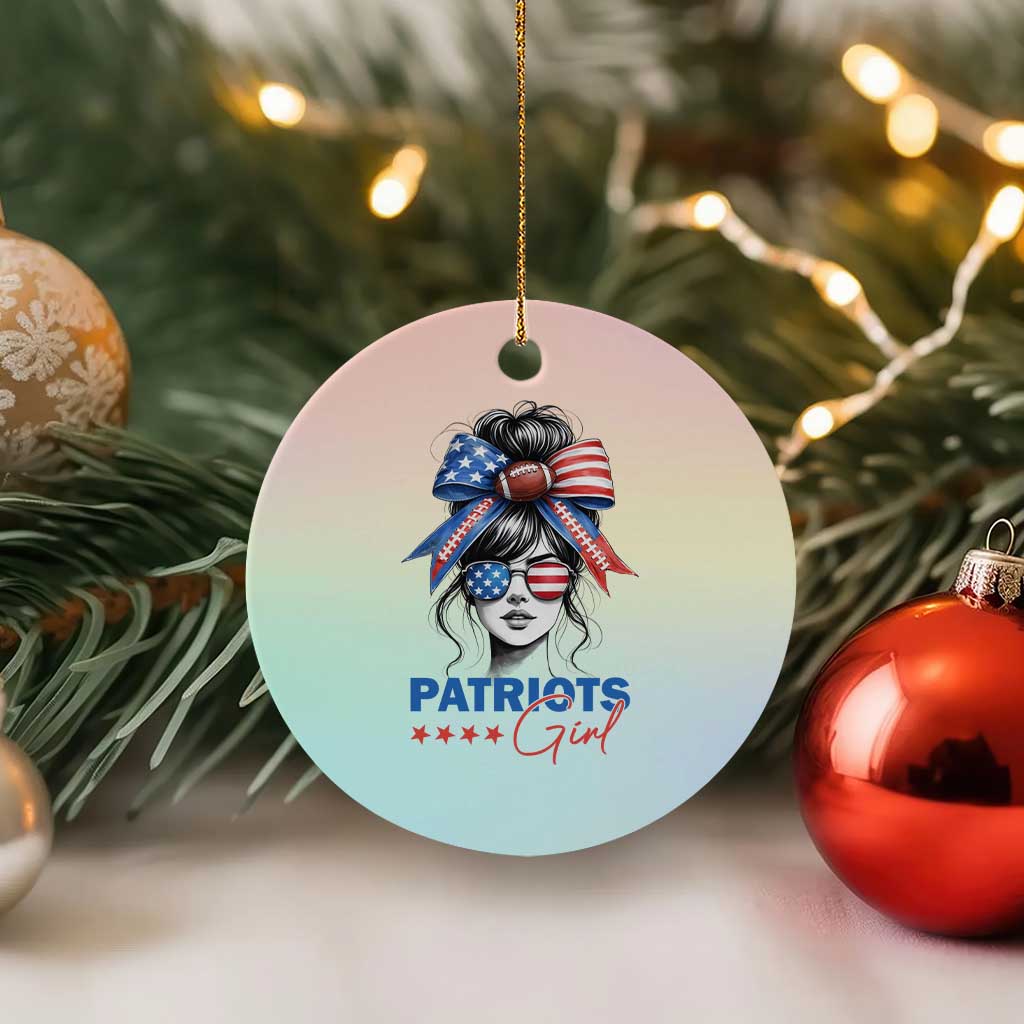Patriots Girl Ceramic Ornament Funny Sport Fan New England Game Day Messy Bun TS11 1pc Pastel Print Your Wear