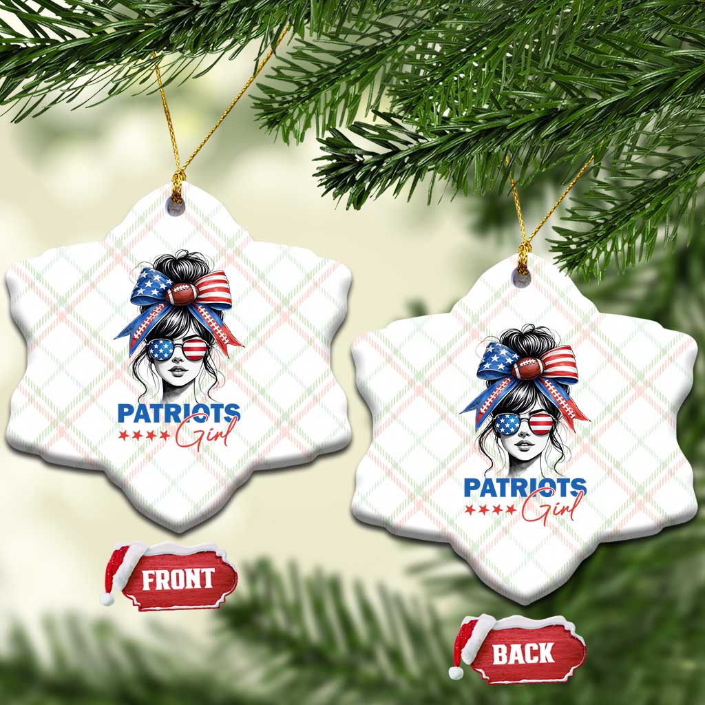 Patriots Girl Ceramic Ornament Funny Sport Fan New England Game Day Messy Bun TS11 Print Your Wear