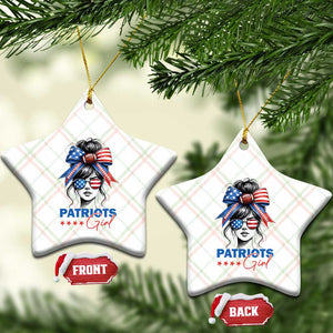 Patriots Girl Ceramic Ornament Funny Sport Fan New England Game Day Messy Bun TS11 Print Your Wear
