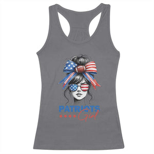 Patriots Girl Racerback Tank Top Funny Sport Fan New England Game Day Messy Bun TS11 Charcoal Print Your Wear