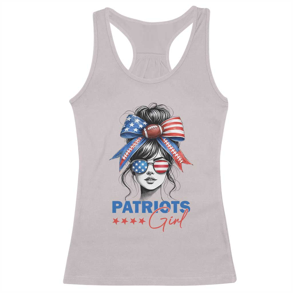 Patriots Girl Racerback Tank Top Funny Sport Fan New England Game Day Messy Bun TS11 Ice Gray Print Your Wear