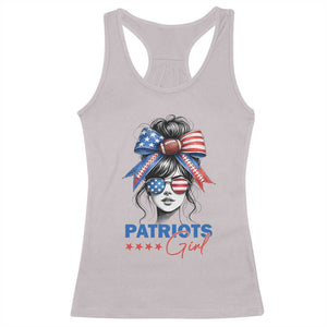 Patriots Girl Racerback Tank Top Funny Sport Fan New England Game Day Messy Bun TS11 Ice Gray Print Your Wear