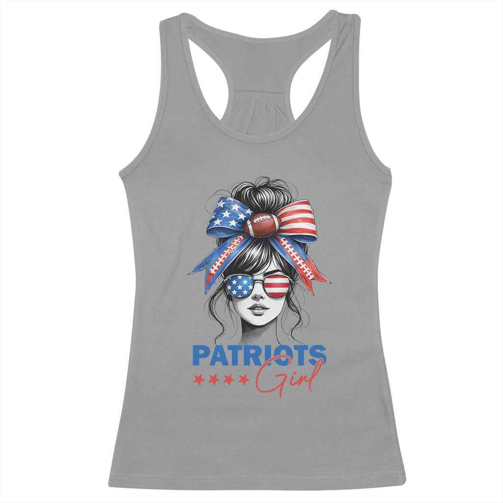 Patriots Girl Racerback Tank Top Funny Sport Fan New England Game Day Messy Bun TS11 Sport Gray Print Your Wear