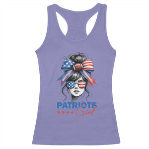 Patriots Girl Racerback Tank Top Funny Sport Fan New England Game Day Messy Bun TS11 Violet Print Your Wear