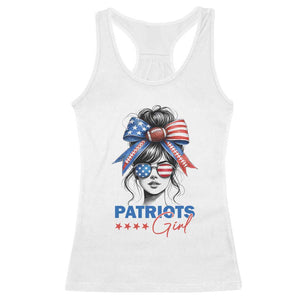 Patriots Girl Racerback Tank Top Funny Sport Fan New England Game Day Messy Bun TS11 White Print Your Wear