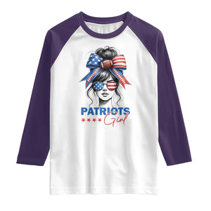Patriots Girl Raglan Shirt Funny Sport Fan New England Game Day Messy Bun TS11 White Purple Print Your Wear