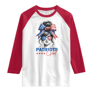 Patriots Girl Raglan Shirt Funny Sport Fan New England Game Day Messy Bun TS11 White Red Print Your Wear