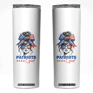 Patriots Girl Skinny Tumbler Funny Sport Fan New England Game Day Messy Bun TS11 White Print Your Wear