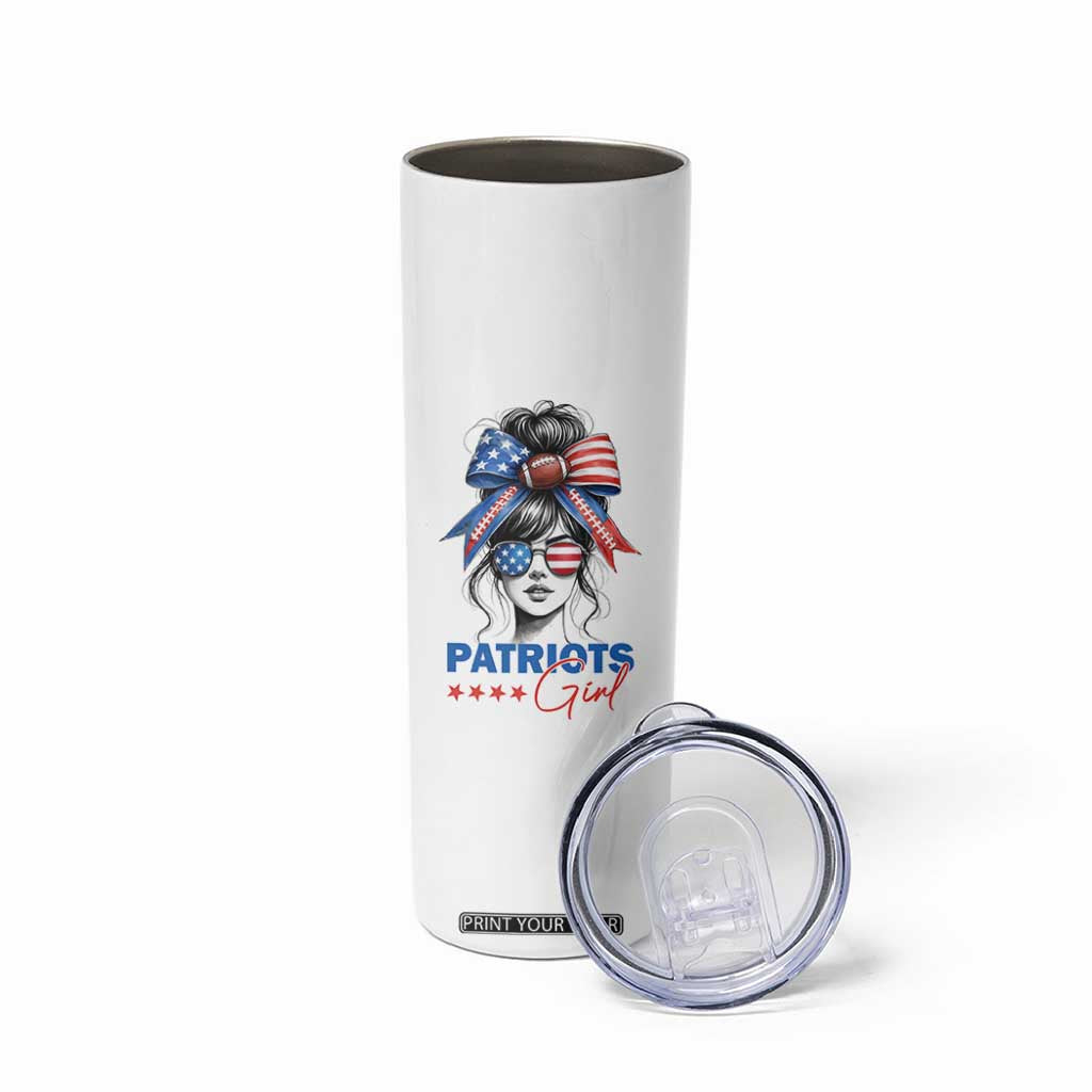 Patriots Girl Skinny Tumbler Funny Sport Fan New England Game Day Messy Bun TS11 Print Your Wear