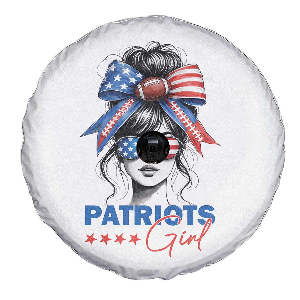 Patriots Girl Spare Tire Cover Funny Sport Fan New England Game Day Messy Bun TS11 Print Your Wear