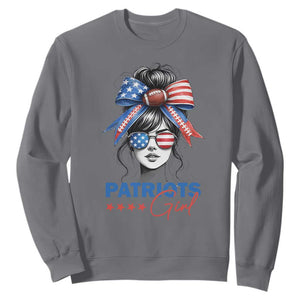 Patriots Girl Sweatshirt Funny Sport Fan New England Game Day Messy Bun TS11 Charcoal Print Your Wear